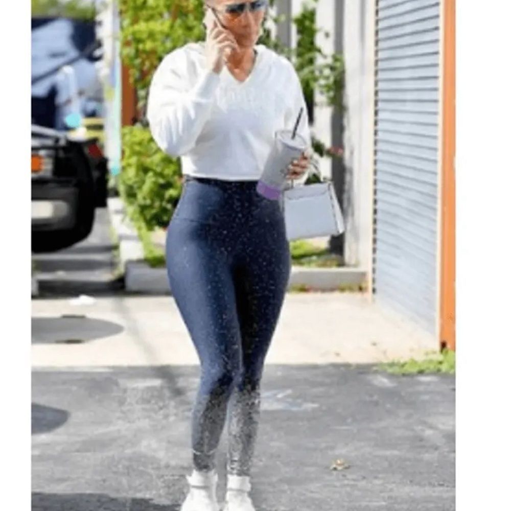 Beyond Yoga Alloy Ombre High Waisted Leggings Navy Blue Silver- Size Medium